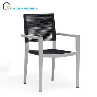 Classical Design Metal Woven Black Rope Weaving Chair for Garden
