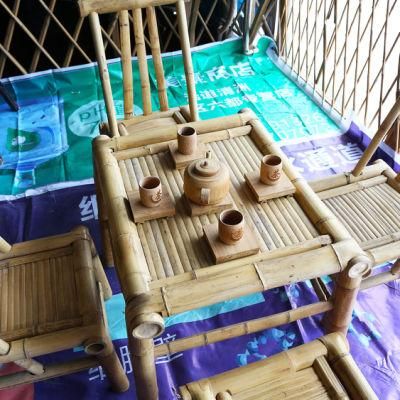 Outdoor Garden Bamboo Patio Furniture Dining Rattan Table and Stackable Rattan Chair