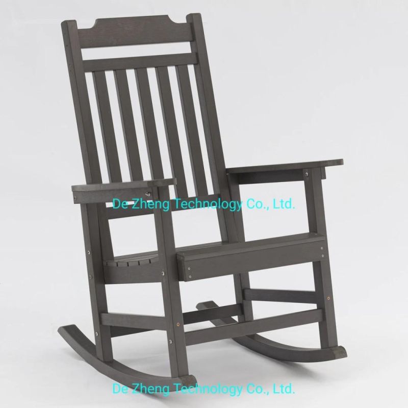 Modern Simple Waterproof Commercial Hotel Garden Resort Polywood Wooden Rocking Chair Outdoor Balcony Plastic Deck Chair for Courtyard and Villa