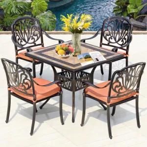 5 Piece Outdoor Cast Aluminum Dining Set Perfect for Patio Furniture