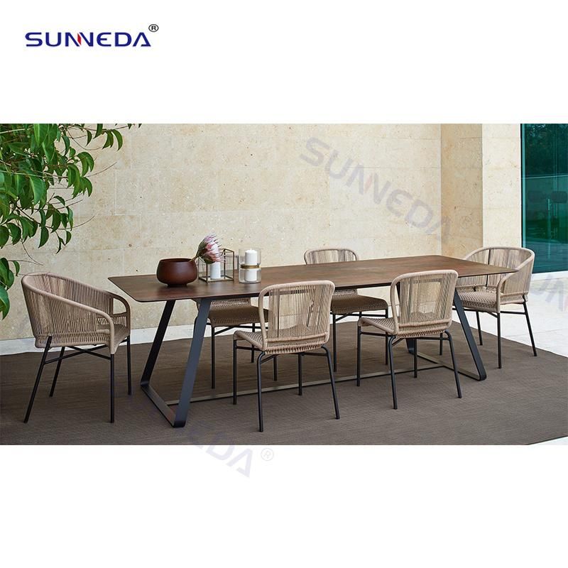 Garden Commercial Outdoor Furniture Used Rope Chair and Dining Table Set