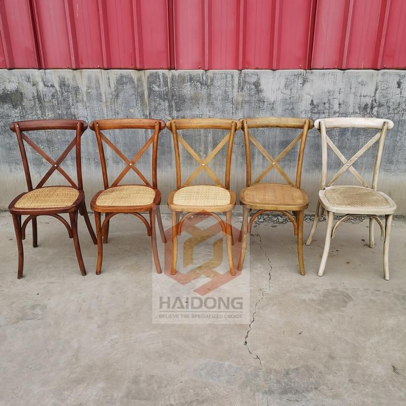 Stackable Pecan Oak Wood Finish Cross Back Chair