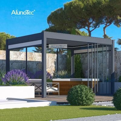 AlunoTec Outdoor Covering Waterproof Sun Shade Shutter Automatic Aluminum Louver Roof Pergola