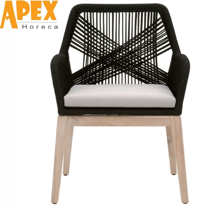 Aluminum Frame Olive Rope Woven Outdoor Dining Room Furniture Chair