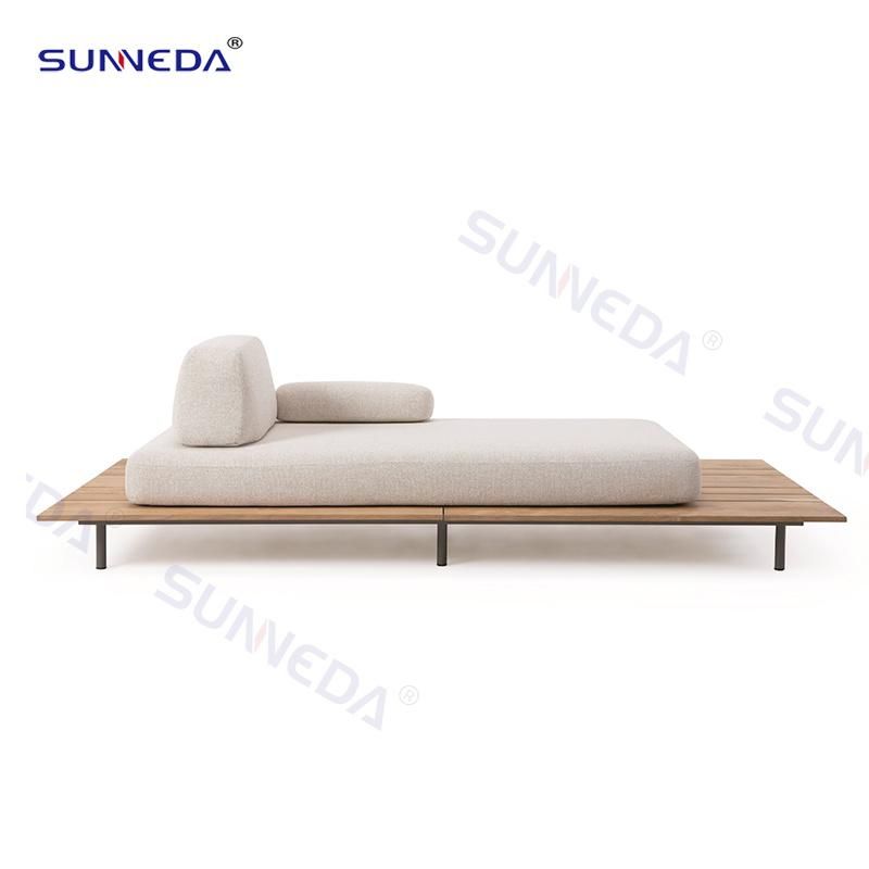 Outdoor Patio Aluminum Garden Furniture Leisure Teak Wood Sofa