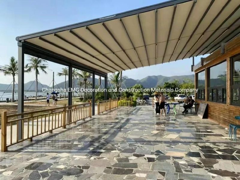 White Color Customize Retractable Folding Roof for Cafe/Porch Cover Opening Roof Retractable Aluminum Patio Awning/Pavilion
