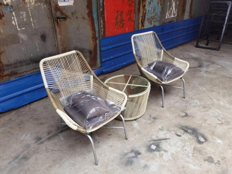 Outdoor Metal Rattan Garden Hotel Furniture Leisure Glass Table Chair