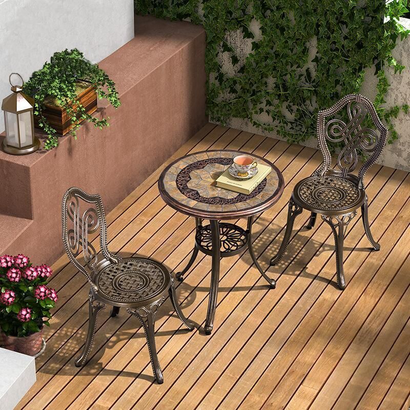 Outdoor Cast Aluminum Table Waterproof Cast Aluminum Table and Chairs