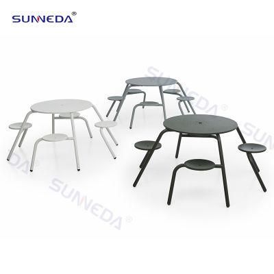 Modern Design Aluminum Frame Functional Garden Joined Table and Chair Commercial Furniture