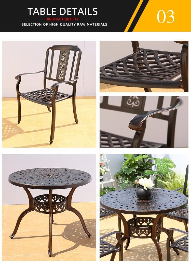Outdoor Cast Aluminum Dining Table Garden Table and Chair