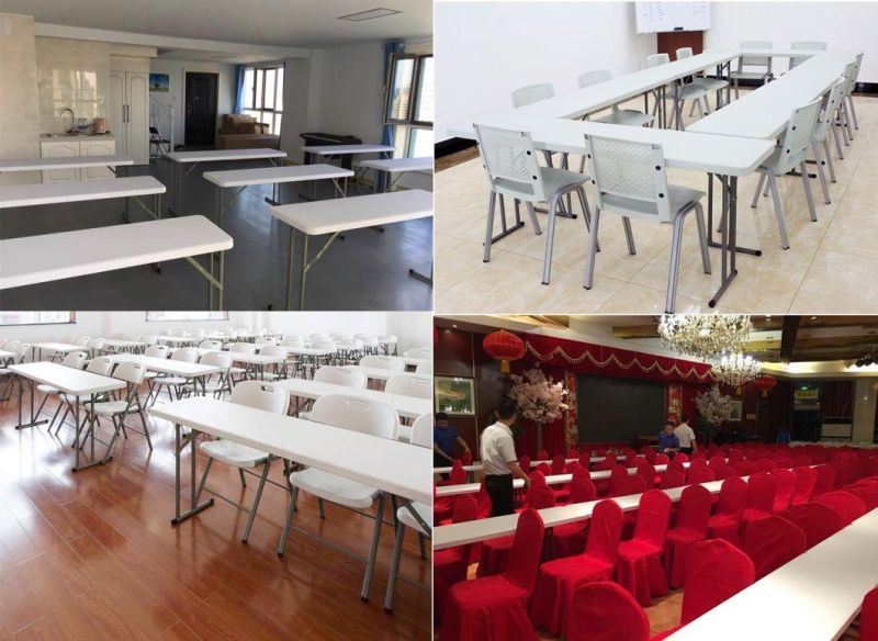 Outdoor 5FT White HDPE Metal Legs Conference Rectangle Plastic Folding Seminar Table