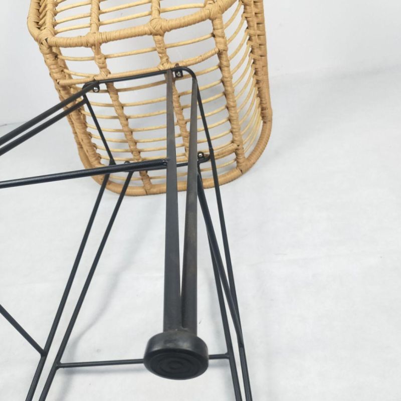 Outdoor Vintage Design Stackable Shiny Rattan Woven Restaurant Bar Chair