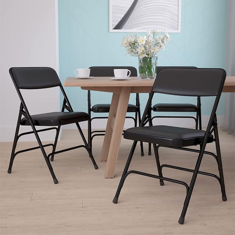 Black Portable Light Weight All Metal Folding Events Chairs with Pad