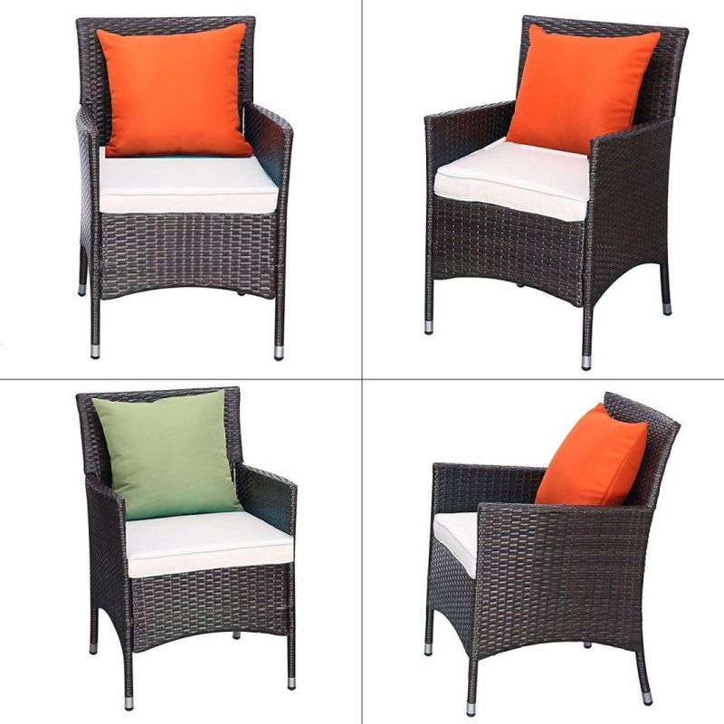 3 Pieces Patio Furniture Set Outdoor Wicker Conversation Set Cushioned PE Wicker Bistro Set Rattan Chairs with Coffee Table Porch, Backyard, Dining Chair