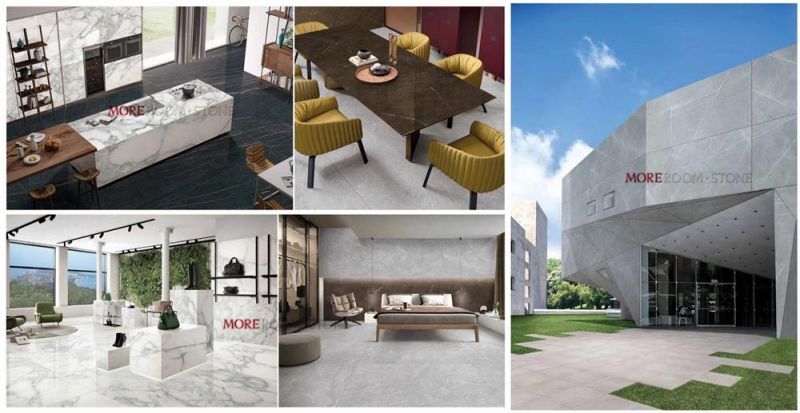 Foshan Hot Sale Artificial Stone Calacatta White Large Size Marble Look Porcelain Tile Countertops