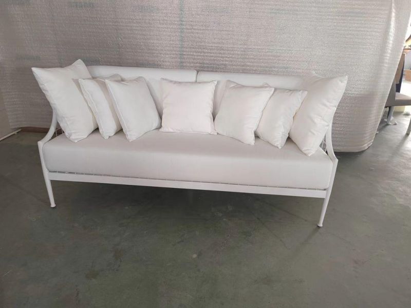 New Event Furniture Aluminum Frame Leisure Outdoor Sofa Set with Cushions Modern 3 Seats Couch