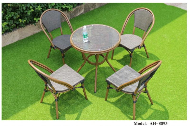 Modern Outdoor Furniture Patio Garden Wicker Dining Set, Elegant Garden Aluminum Dining Table and Rattan Chair