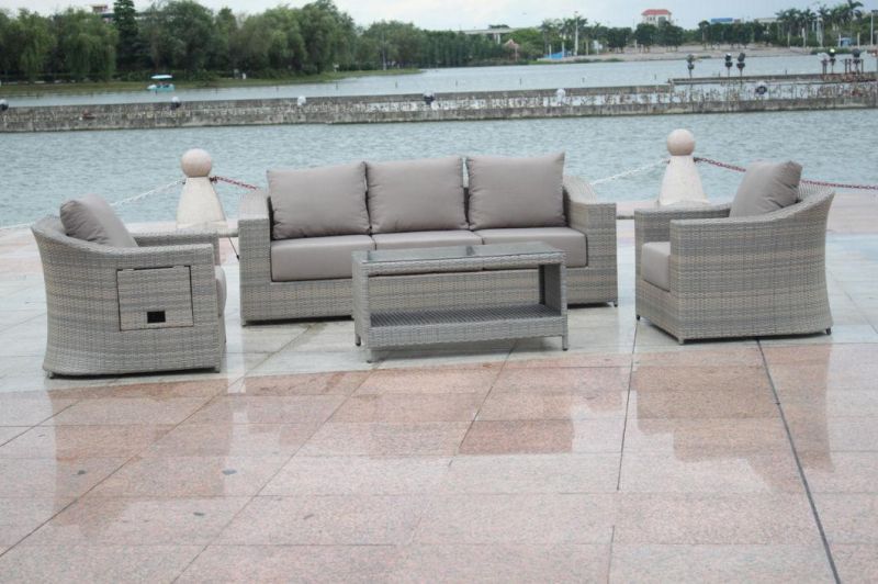 Powder-Coated Aluminum Pipe/Tube Bar Outdoor Curved Sectional Wicker Furniture Set