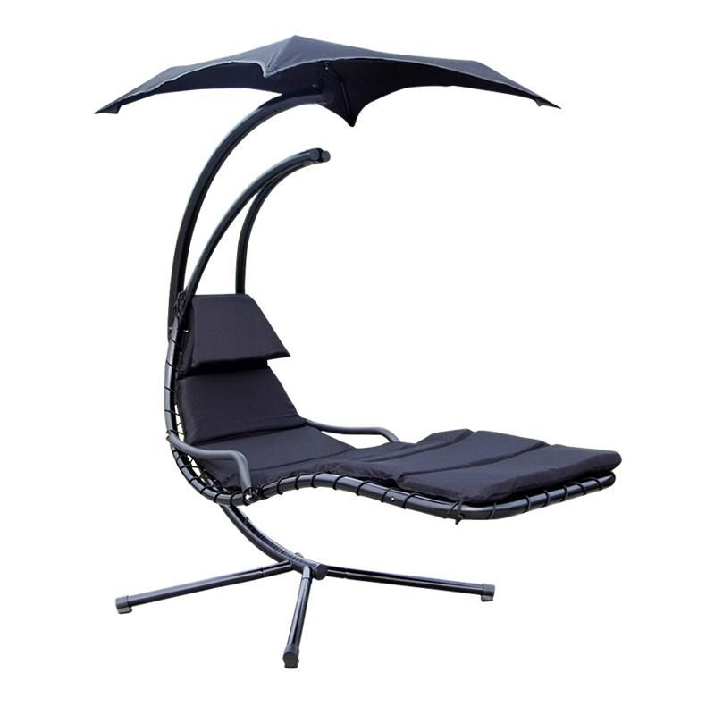 Outdoor Hanging Chaise Lounger with Removable Canopy and Cushion