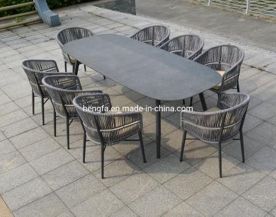Modern Patio Cafe Leisure Furniture Outdoor Marble Dining Aluminum Table