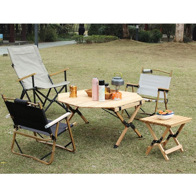 New Style 6 Sides Wooden Camping Folding Table