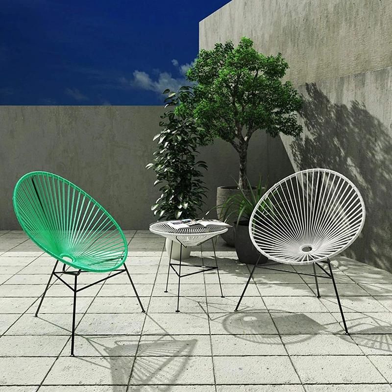 Factory Directly Armchair Indoor Outdoor Furniture White PE Rattan Metal Garden Chair