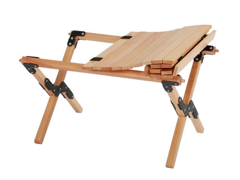 Lazyhiker Roll Top Folding Table Fashion Beech Wood Camping Table Portable Camping Table