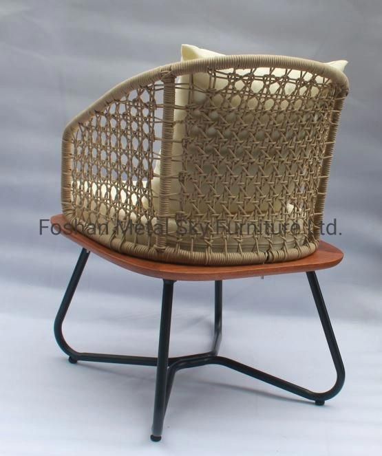Outdoor Rattan Aluminum Wooden Garden Hotel Villa Patio Combination Chair