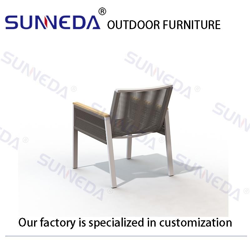 Outdoor Rattan Furniture Modern Garden Aluminum Dining Table Chair Sets