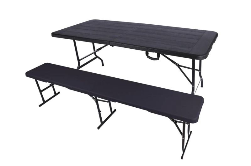 6FT Fold in Half Table with Stitches Lock/Wooden Design PE Rental Table Folding Portable Table