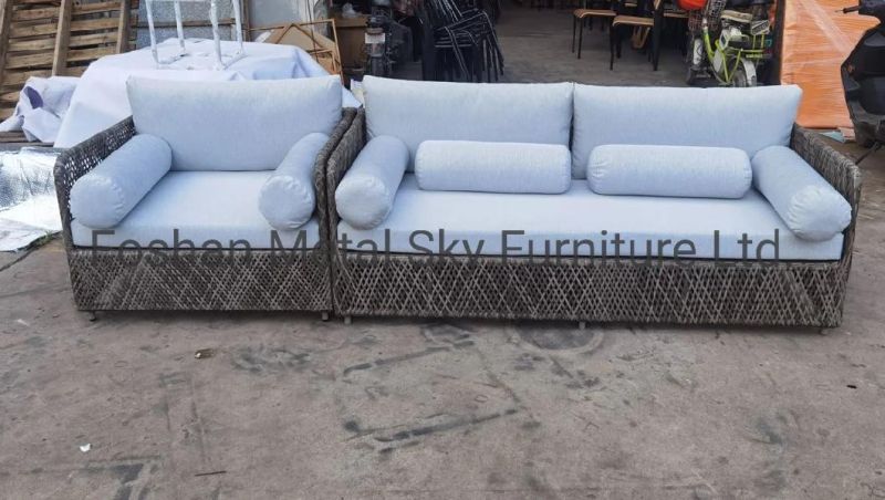 Outdoor Hotel Restaurant Patio Garden Aluminum Rope Wicker Rattan Sofa
