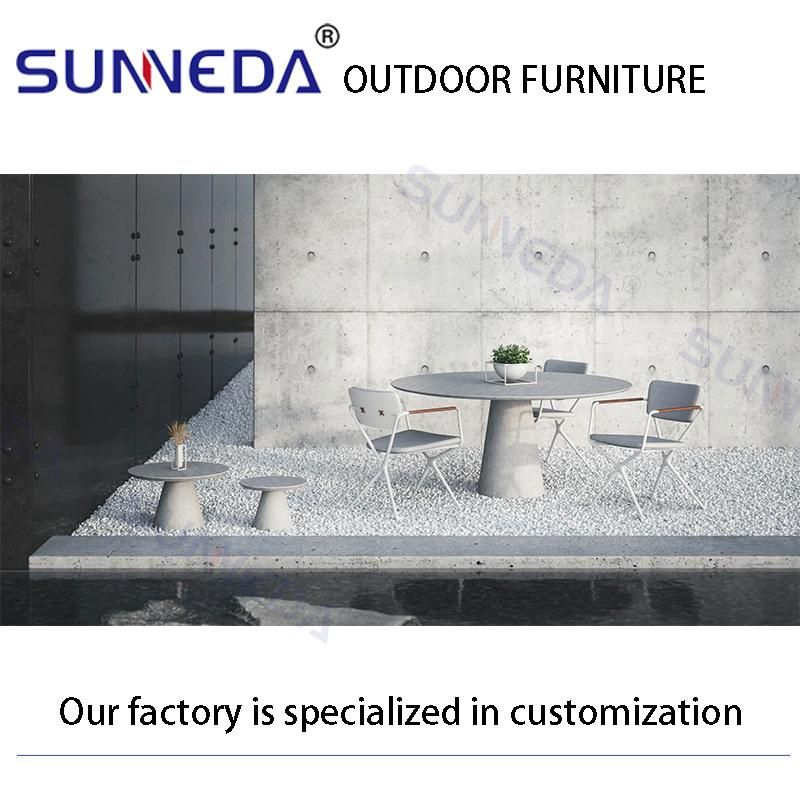 Aluminum Frame with Teak Wood Handrail Commercial Garden Furniture