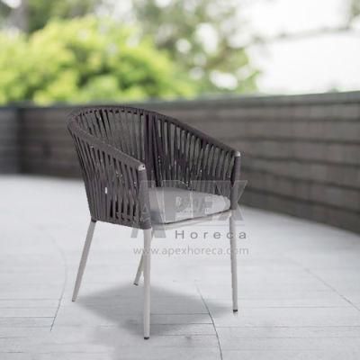 Modern Leisure Garden Patio Rattan Aluminum Rope Armrest Chair Wholesale