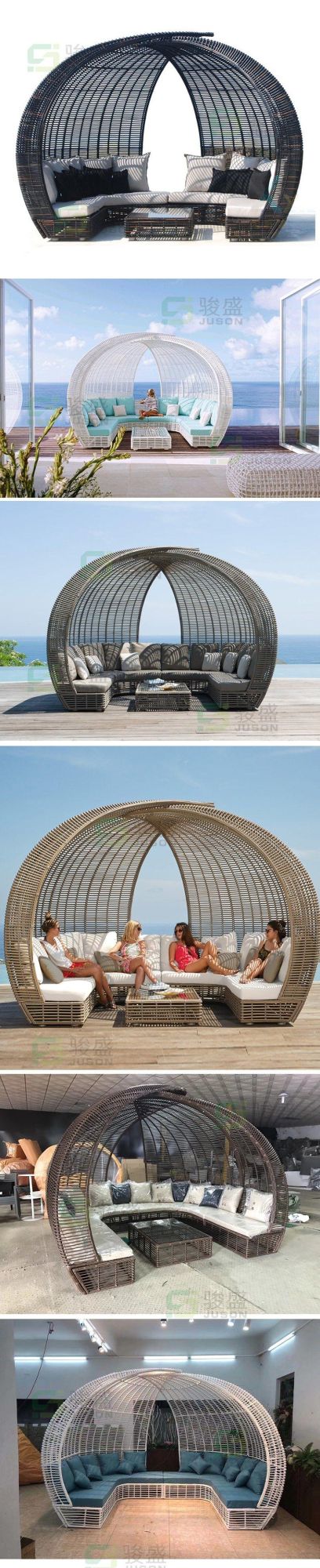 Modern Outdoor Furniture Patio Rattan Leisure Chair Wicker Sofa Bed Garden Daybed Lounge Beach Bed