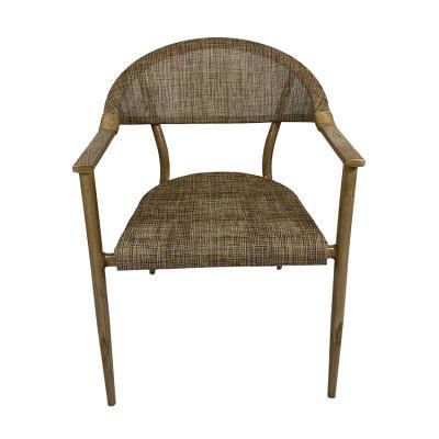 Leisure Outdoor Mesh Upholstery Lumber Support Bamboo Color Cafe Bistro Garden Furniture