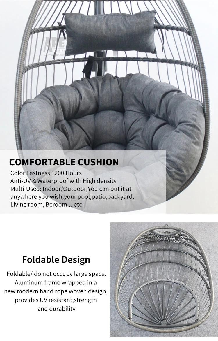 New Design Home Hotel Furniture Outdoor Garden Patio Folding Hanging Rattan Wicker Egg Hammock Swing Chair