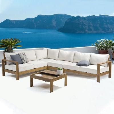 Factory Custom Fashion Design Outdoor Garden Furniture Wood Grain Aluminium Frame Sofa Set