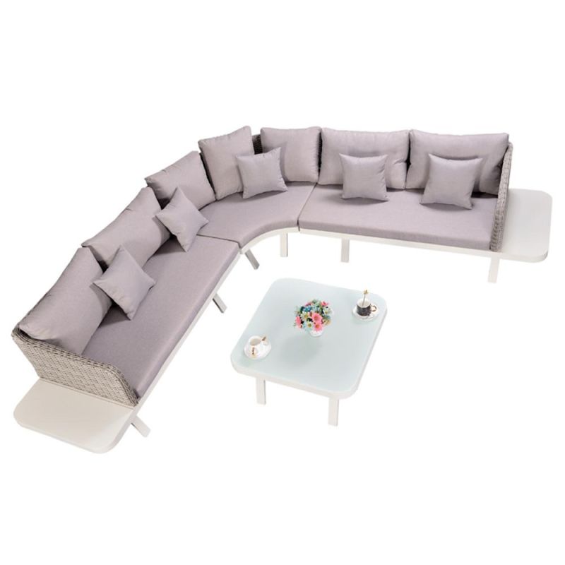 Outdoor Leisure Modern Furniture Corner Sofa Set with Coffee Table