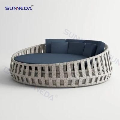 Garden Round Rope Sunbed Woven Rope Outdoor Lounge Bed Furniture Garden Daybed
