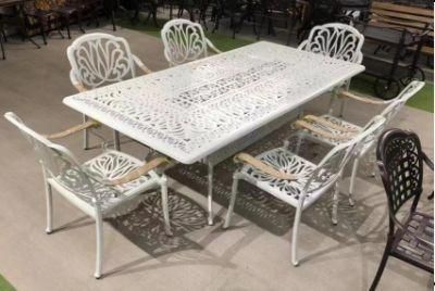 Hot Selling Restaurant Patio Garden New Terrace Metal Alumium Table and Chairs Cast Aluminum Furniture Dining Set in White
