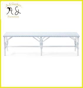 Outdoor Wedding White Wicker Rattan Bench Dining Seating