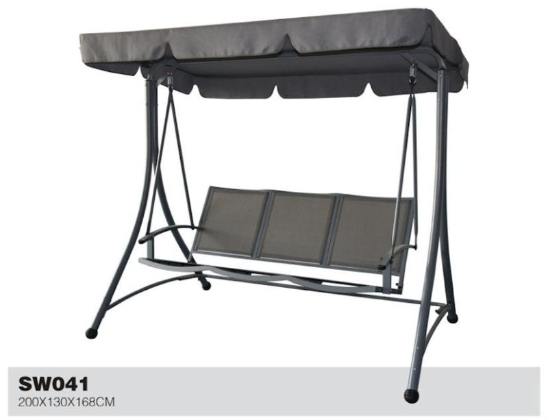 Three-People Textilene Swing Chair with Polyester Canopy