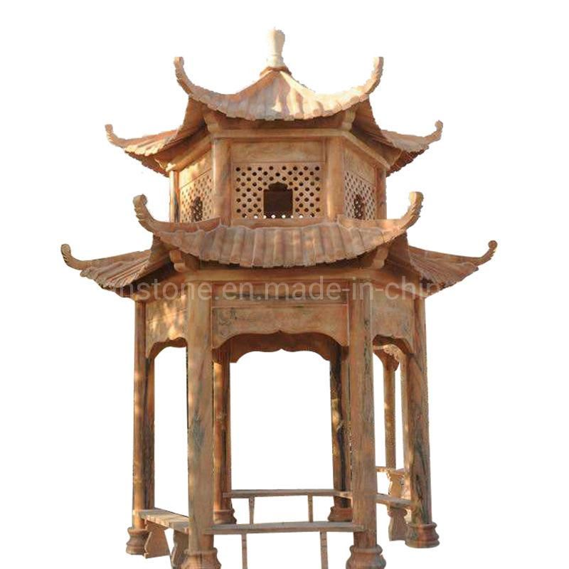 Beautiful Hand Carved Statue Column Garden Pavilion Stone Marble Gazebo