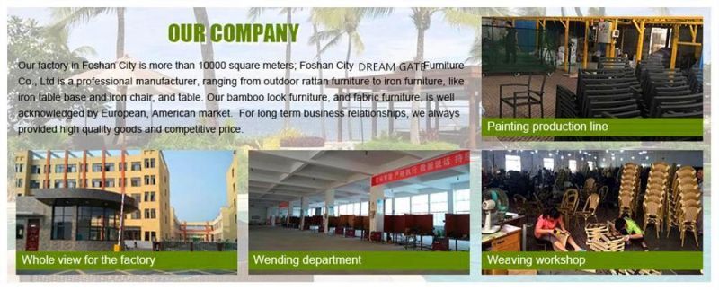 Look as Bamboo Garden Rattan French Metal Cafe Chair with Aluminum Frame
