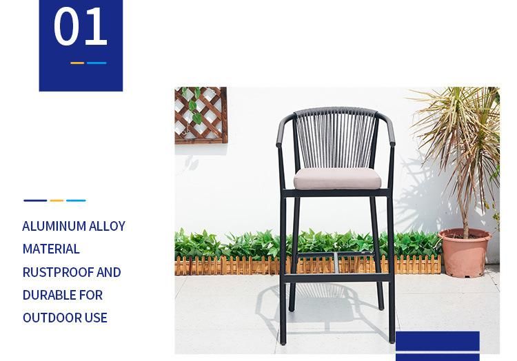 Vangarden Patio Outdoor Garden Aluminum Rope Bar Chair