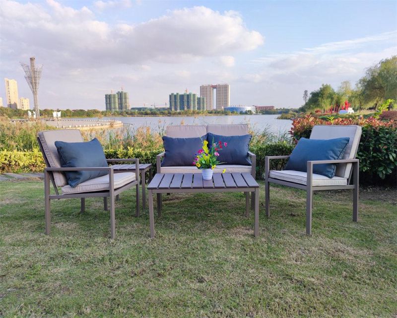 Plastic Wood Grain Patio Cafe Sets