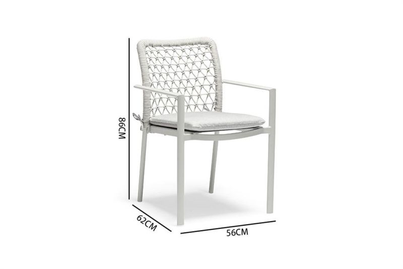 High Quality Outdoor Hotel Leisure Stacked Aluminum Rope Dining Chair