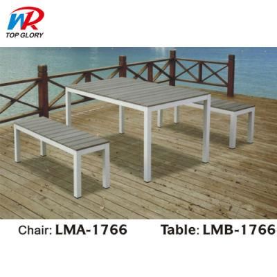 Outdoor Restaurant Furniture Aluminum WPC Garden Outdoor Picnic Table Bench with Armrest