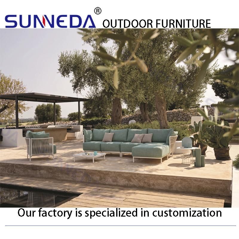 Aluminum Frame Sofa and Aluminum Plate Table Outdoor Soft Furniture