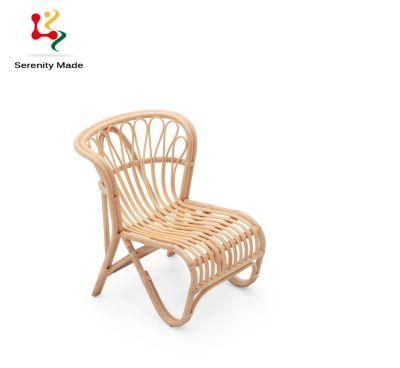 Wedding Event Furniture Natural Rattan Wooden Frame Leisure Rattan Chair Outdoor Garden Recliner Single Sofa Chair